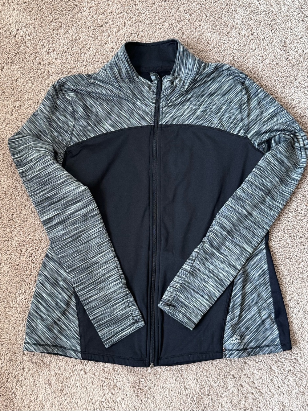 Women's Black & Gray Full-Zip Active Jacket